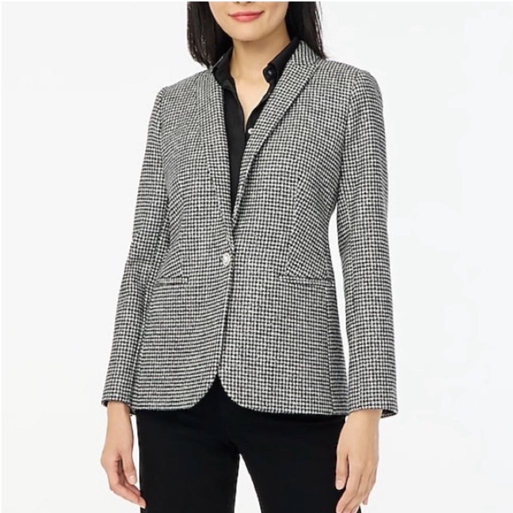 Nwt! J. Crew Sparkle Houndstooth One-Button Blazer